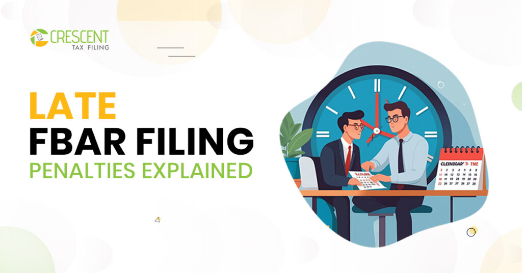 Late FBAR filing penalties for Indians in USA showing IRS notice and foreign bank account reporting concept