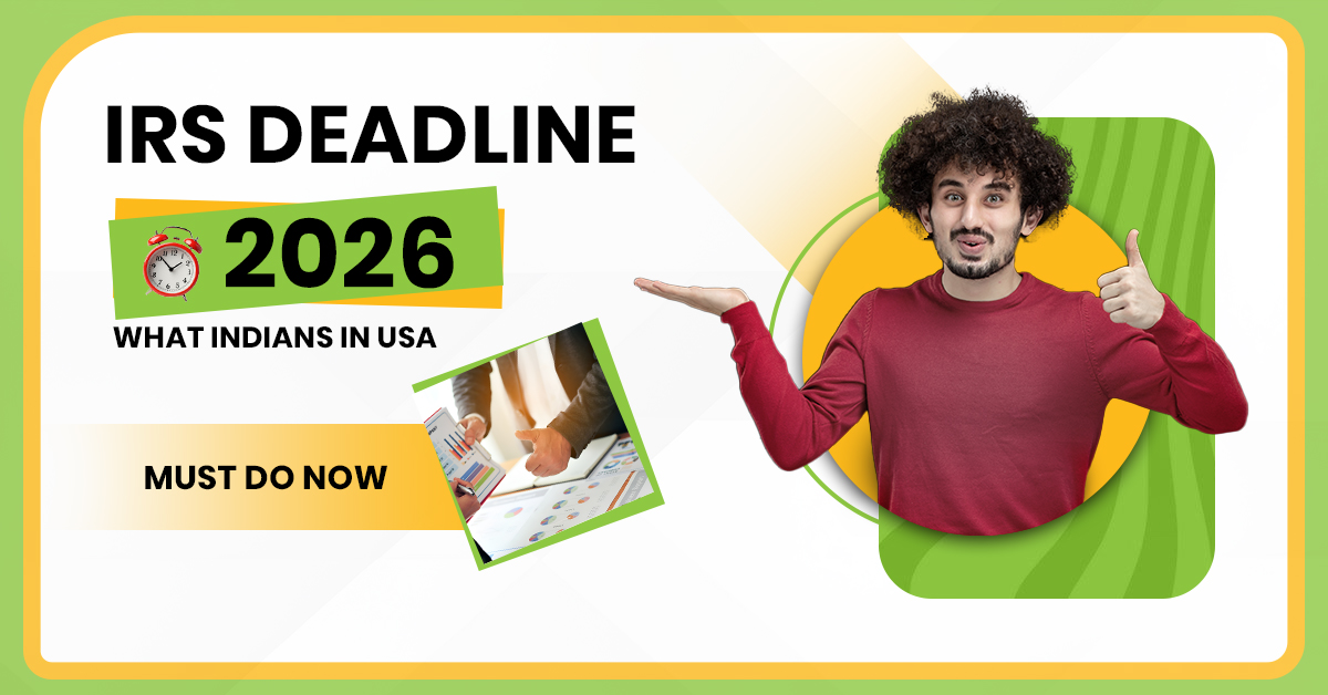 IRS April 15, 2026 tax filing deadline calendar with Tax Day note for Indians in USA.