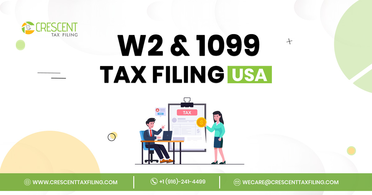 W2 vs 1099 tax filing guide for Indians in USA 2025 showing income types, deductions, FBAR and compliance requirements